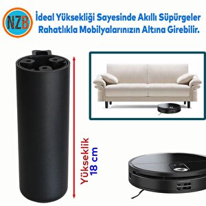 Mobilya Kapsül Ayak Yükseltici Sehpa Kanepe Tv Ünitesi Koltuk Ayağı Baza Ayakları Mat Siyah 18 Cm