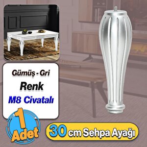 Pırlanta Plastik Sehpa Ayağı 30 Cm Gümüş Renk 1 Adet Mobilya Orta Sehpası M8 Civatalı Ayak Ayaklar
