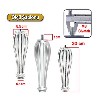 Pırlanta Plastik Sehpa Ayağı 30 Cm Gümüş Renk 1 Adet Mobilya Orta Sehpası M8 Civatalı Ayak Ayaklar