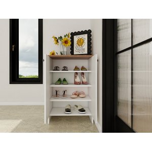 Assos 2 Kapaklı Ayakkabılık / Dolap Marbella Kiraz-beyaz