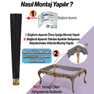 Elit Plastik Sehpa Ayağı 45 Cm Mobilya Ayak Zigon Siyah Altın Renk Ayak Mutfak Yemek Masası 1 Adet