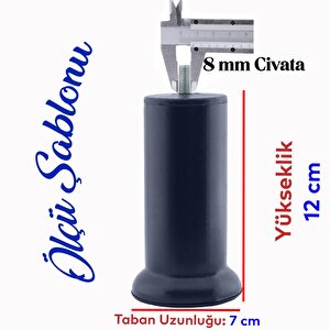 Mobilya Kanepe Yatak Baza Koltuk Destek Ayağı M8 Civata 12 Cm Antrasit Gri Metal Yükseltici İnce Diş Ayak