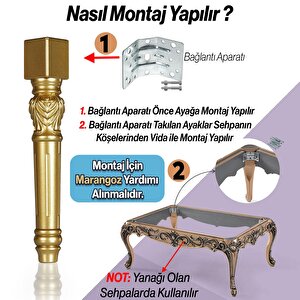 Star Plastik Sehpa Ayağı 44 Cm 4 Adet Altın Renk Orta Ayak Zigon Sehpa Mobilya Masa Ayakları Gold