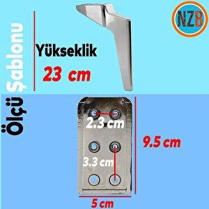 Mobilya Yükseltici Kanepe Sehpa Tv Ünitesi Koltuk Ayağı 23 Cm Krom Baza Ayak