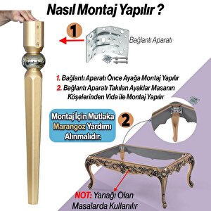4 Adet Elips Masa Dresuar Ayağı 75 Cm Plastik Gold Altın Mutfak Yemek Masası Mobilya Ayakları