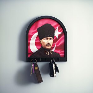 Cajuart Boyutlu Kabartma Tasarım Atatürk Bayrak Tema Anahtarlık Duvar Askılık Dekor