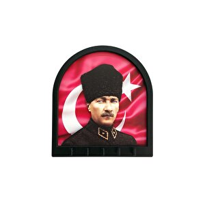 Cajuart Boyutlu Kabartma Tasarım Atatürk Bayrak Tema Anahtarlık Duvar Askılık Dekor