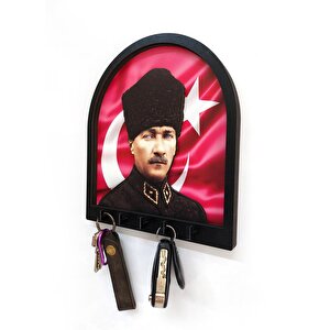 Cajuart Boyutlu Kabartma Tasarım Atatürk Bayrak Tema Anahtarlık Duvar Askılık Dekor