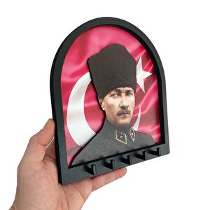 Cajuart Boyutlu Kabartma Tasarım Atatürk Bayrak Tema Anahtarlık Duvar Askılık Dekor