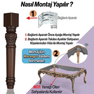 Star Plastik Sehpa Ayağı 44 Cm 4 Adet Ahşap Renk Orta Ayak Zigon Sehpa Mobilya Masa Ayakları Kahve