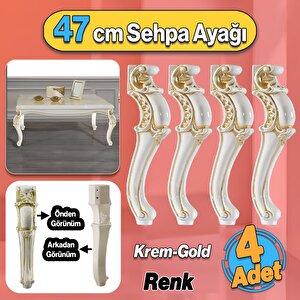 Valenta Plastik Sehpa Ayağı 47 Cm Krem Altın 4 Adet Mobilya Zigon Çay Orta Sehpası Ayak Ayakları