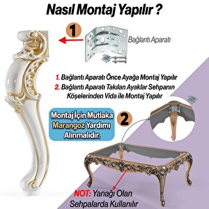 Valenta Plastik Sehpa Ayağı 47 Cm Krem Altın 4 Adet Mobilya Zigon Çay Orta Sehpası Ayak Ayakları