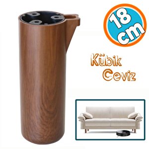 Mobilya Kapsül Ayak Yükseltici Kanepe Tv Ünitesi Koltuk Ayağı Baza Ayakları Kübik Ceviz 18 Cm