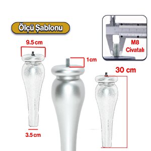 Sembol Plastik Sehpa Ayağı 30 Cm Gümüş Gri 1 Adet Mobilya Çay Orta Sehpası M8 Civatalı Ayak Ayaklar