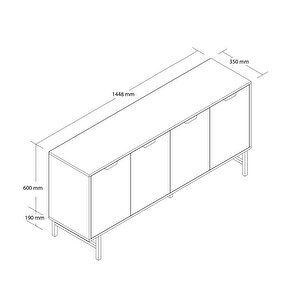 4616 Blanco 145 Cm (metal Ayakli) Konsol Si̇yah Kaplan