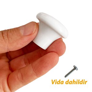 Sert Plastik Mantar Düğme Kulp Beyaz Dolap Mobilya Mutfak Dolabı Çekmece Kapak Kulpu Kulbu
