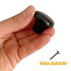 Sert Plastik Mantar Düğme Kulp Siyah Dolap Mobilya Mutfak Dolabı Çekmece Kapak Kulpu Kulbu