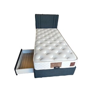 Alaçatı Çekmeceli 100x200 Tek Kişilik Yatak, Baza, Başlık Seti Md1101