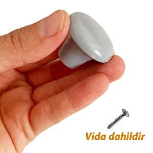 Sert Plastik Mantar Düğme Kulp Gri Dolap Mobilya Mutfak Dolabı Çekmece Kapak Kulpu Kulbu