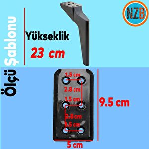 Mobilya Yükseltici Kanepe Sehpa Tv Ünitesi Berjer Koltuk Ayağı 23 Cm Siyah Baza Ayak