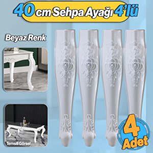 Rosa 4 Adet Plastik Sehpa Ayağı 40 Cm Beyaz Renk Orta Ayak Zigon Sehpa Mobilya Masa Ayakları Beyaz