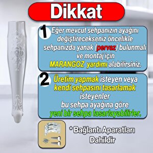 Rosa 4 Adet Plastik Sehpa Ayağı 40 Cm Beyaz Renk Orta Ayak Zigon Sehpa Mobilya Masa Ayakları Beyaz
