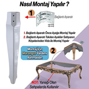 Rosa 4 Adet Plastik Sehpa Ayağı 40 Cm Beyaz Renk Orta Ayak Zigon Sehpa Mobilya Masa Ayakları Beyaz