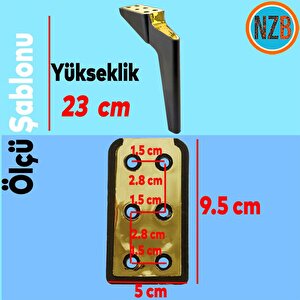 Mobilya Yükseltici Kanepe Sehpa Tv Ünitesi Koltuk Ayağı 23 Cm Siyah Gold Baza Ayak