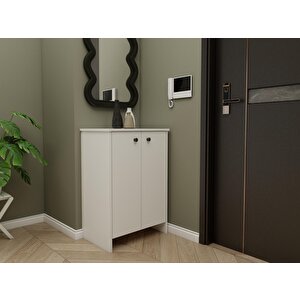 Assos 2 Kapaklı Ayakkabılık / Dolap Beyaz Renk