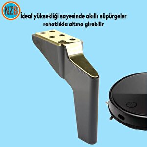 Mobilya Yükseltici Kanepe Sehpa Tv Ünitesi Koltuk Ayağı 16 Cm Siyah Gold Baza Ayak