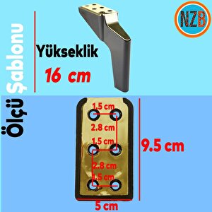 Mobilya Yükseltici Kanepe Sehpa Tv Ünitesi Koltuk Ayağı 16 Cm Siyah Gold Baza Ayak