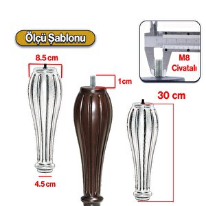 Pırlanta Plastik Sehpa Ayağı 30 Cm Ahşap Desen 4 Adet Mobilya Orta Sehpası M8 Civatalı Ayak Ayaklar