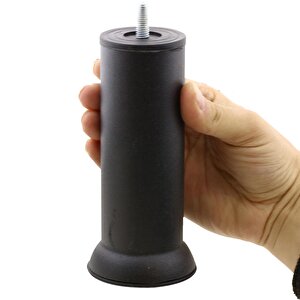 Mobilya Yükseltici Baza Metal Kanepe Koltuk Destek Ayağı M8 Civatalı İnce Diş Siyah Ayak 15 Cm (12 Adet)