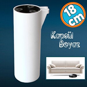 Mobilya Yükseltici Kapsül Ayak Sehpa Kanepe Tv Ünitesi Koltuk Ayağı Baza Ayakları Mat Beyaz 18 Cm