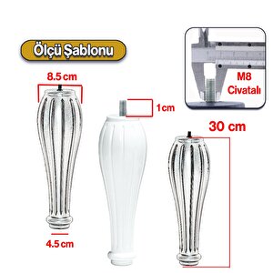 Pırlanta Plastik Sehpa Ayağı 30 Cm Beyaz Renk 1 Adet Mobilya Orta Sehpası M8 Civatalı Ayak Ayaklar
