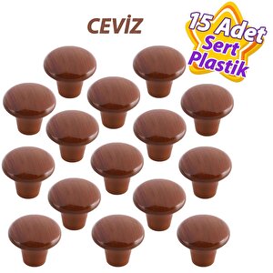 15 Adet Sert Plastik Mantar Düğme Kulp Ceviz Dolap Mobilya Mutfak Dolabı Çekmece Kapak Kulpu Kulbu