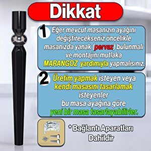4 Adet Elips Masa Dresuar Ayağı 75 cm Plastik Siyah Krom Ayak Mutfak Yemek Masası Mobilya Ayakları