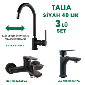 Talia Siyah 3'lü Set Oynar Başlı
