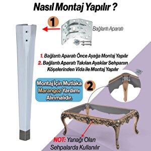 Mobilya Beyaz Krom Renk Plastik Sehpa Ayağı 45 Cm Elit Ayak Zigon Ayak Mutfak Yemek Masası 4 Adet