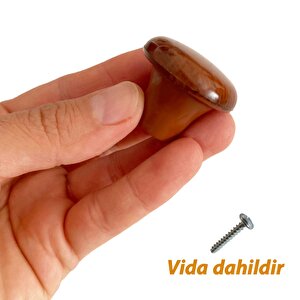 8 Adet Sert Plastik Mantar Düğme Kulp Ceviz Dolap Mobilya Mutfak Dolabı Çekmece Kapak Kulpu Kulbu