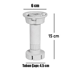 Mobilya Yükseltici Kanepe Baza Tezgah Dolap Ünite Tv Mutfak Ayağı Ayarlı Ayarlanabilir 15 Cm Gri Ayak (1 Adet)