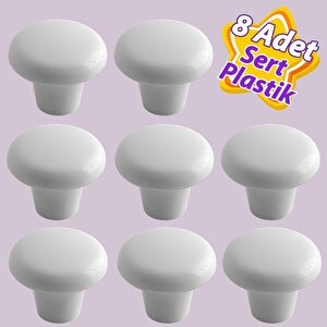 8 Adet Sert Plastik Mantar Düğme Kulp Beyaz Dolap Mobilya Mutfak Dolabı Çekmece Kapak Kulpu Kulbu