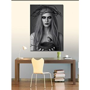 Kanvas Tablo Kuş Yuvası Ve Kadın 70x100 cm