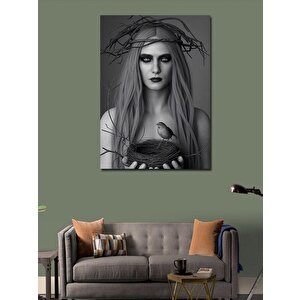 Kanvas Tablo Kuş Yuvası Ve Kadın 70x100 cm