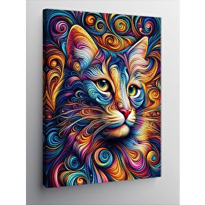 Kanvas Tablo Renkler Ve Kedi 100x140 cm