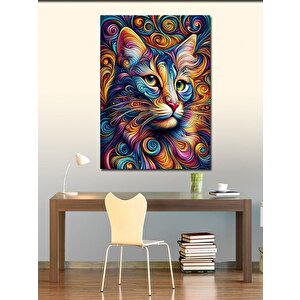 Kanvas Tablo Renkler Ve Kedi 100x140 cm