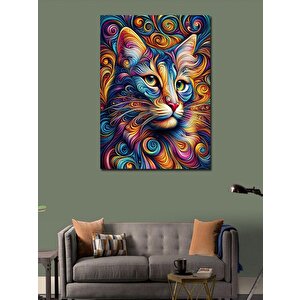 Kanvas Tablo Renkler Ve Kedi 100x140 cm
