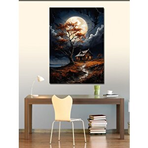 Kanvas Tablo Dolunay Ve Kır Evi 70x100 cm