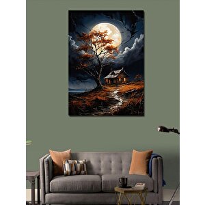 Kanvas Tablo Dolunay Ve Kır Evi 70x100 cm