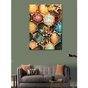 Kanvas Tablo Renkli Petekler Ve Arılar 70x100 cm